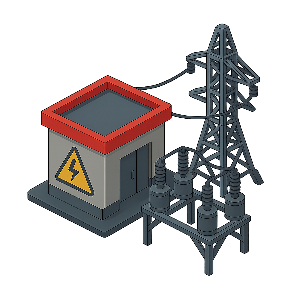 An illustration of a tower for electricity transmission.