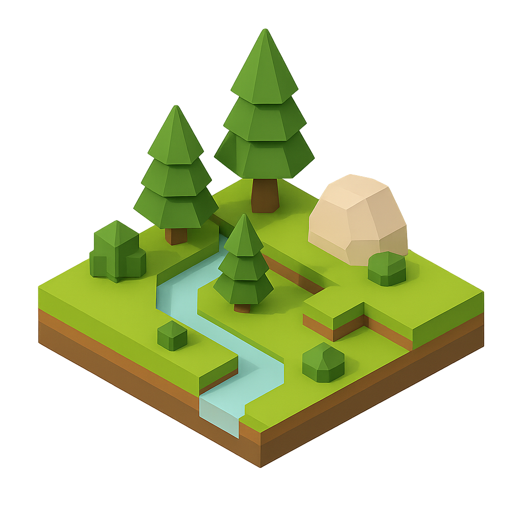 An illustration of a small outdoor park.