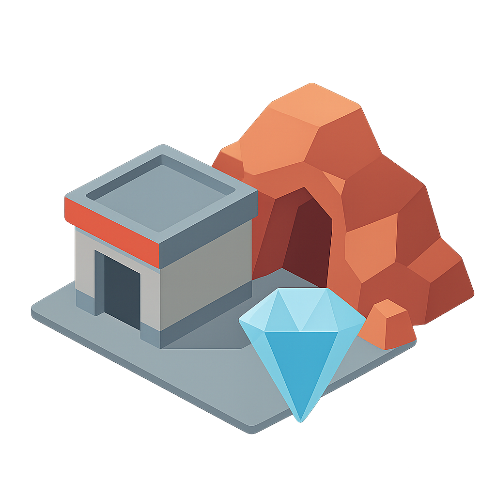 An illustration of a very small diamond mine.