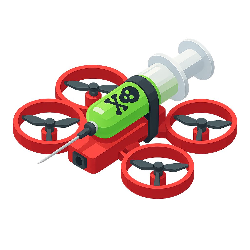 An illustration of a drone aircraft smuggling drugs.
