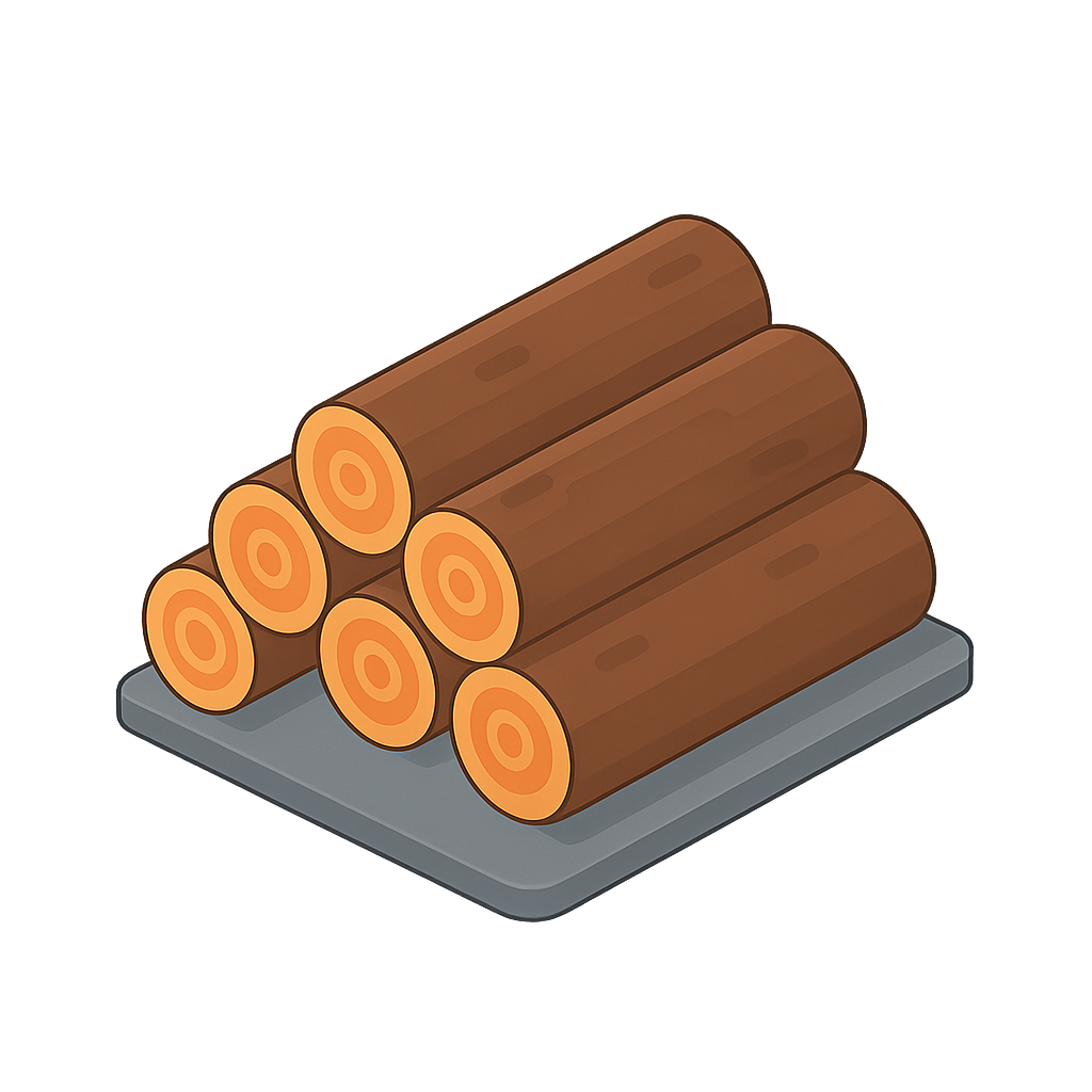 An illustration of a stack of cut-down trees.